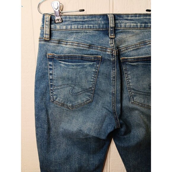 Silver Jeans Avery Straight Womens 27x31 Blue Medium Wash Denim Stretch Blend - Picture 2 of 8